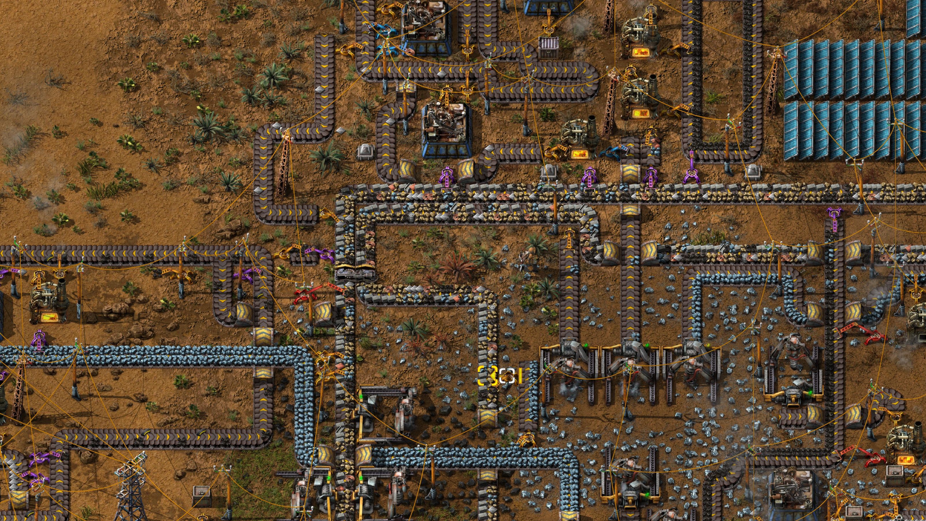 Belts and ores in Factorio